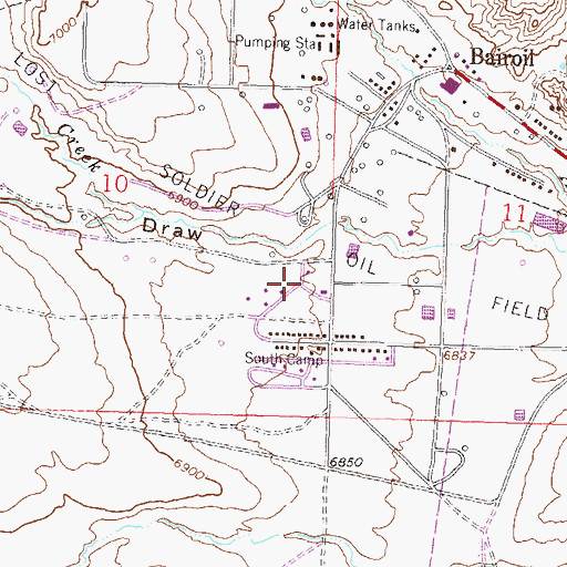 Topographic Map of Lost Soldier Oil Field, WY