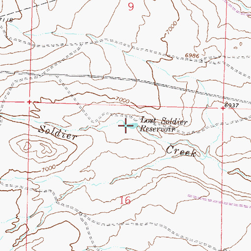 Topographic Map of Lost Soldier Reservoir, WY