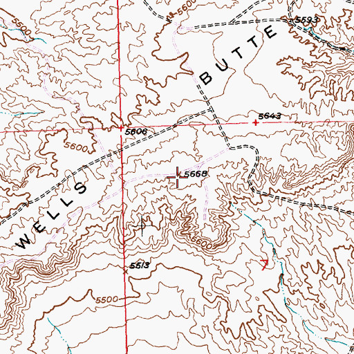 Topographic Map of Lost Wells Butte, WY