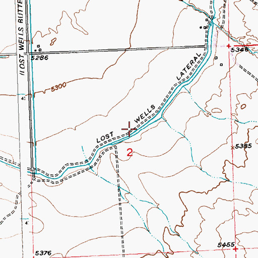 Topographic Map of Lost Wells Lateral, WY
