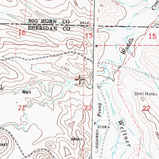 Topographic Map of Lotspeich Prong Waddle Creek, WY