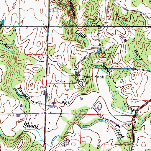 Topographic Map of Bald Knob Church, AL