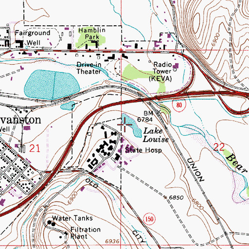 Topographic Map of Lake Louise, WY