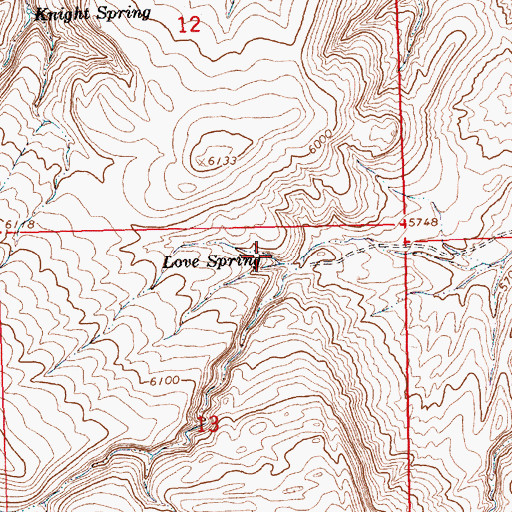 Topographic Map of Love Spring, WY