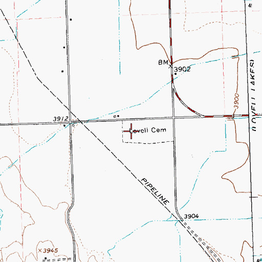 Topographic Map of Lovell Cemetery, WY