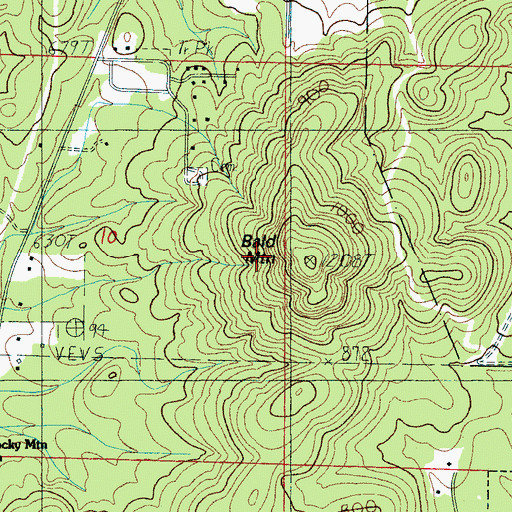 Topographic Map of Bald Mountain, AL