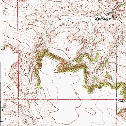 Topographic Map of Lovercheck Canyon, WY