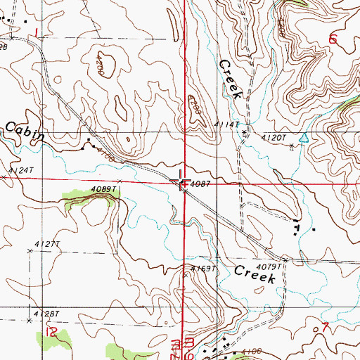 Topographic Map of Lower Cabin Creek School, WY