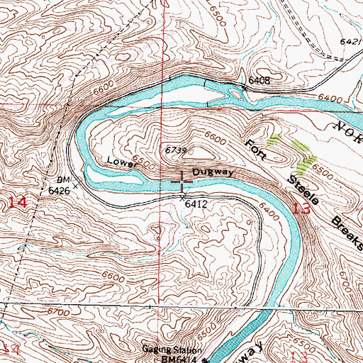 Topographic Map of Lower Dugway, WY