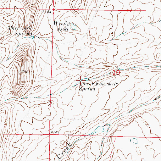 Topographic Map of Lower Fourmile Spring, WY