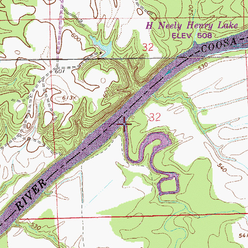 Topographic Map of Ballplay Creek, AL
