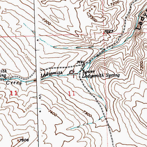 Topographic Map of Lower Ladysmith Spring, WY