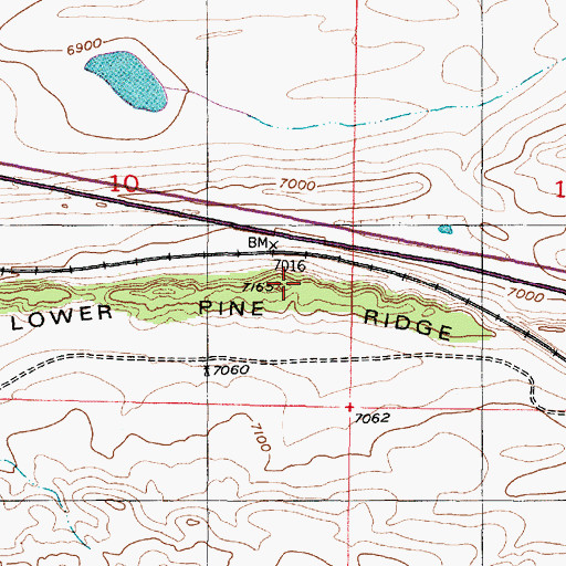Topographic Map of Lower Pine Ridge, WY