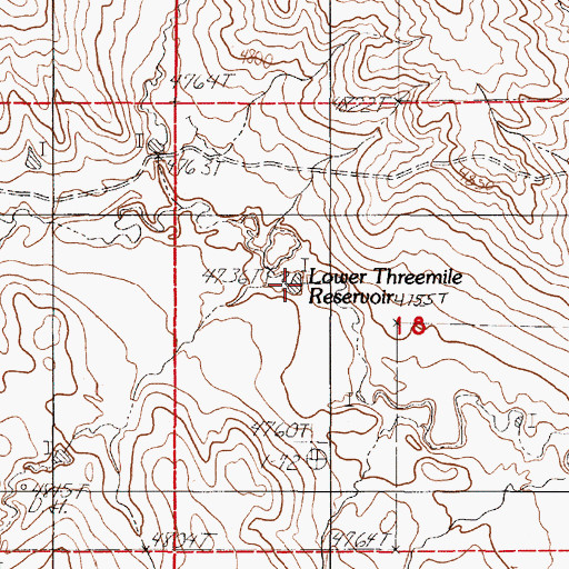 Topographic Map of Lower Threemile Reservoir, WY
