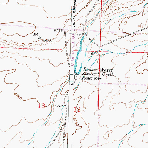 Topographic Map of Lower Water Stewart Creek Reservoir, WY