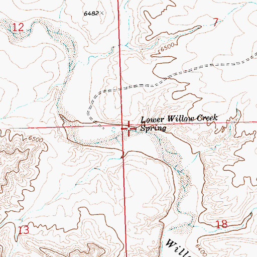 Topographic Map of Lower Willow Creek Spring, WY