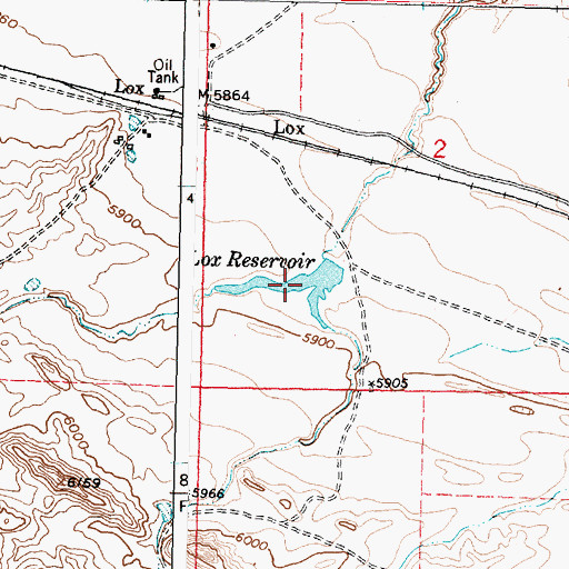 Topographic Map of Lox Reservoir, WY