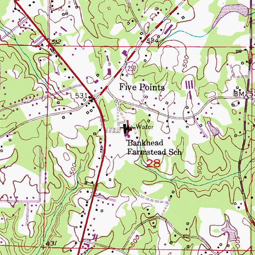Topographic Map of Bankhead Farmstead School, AL