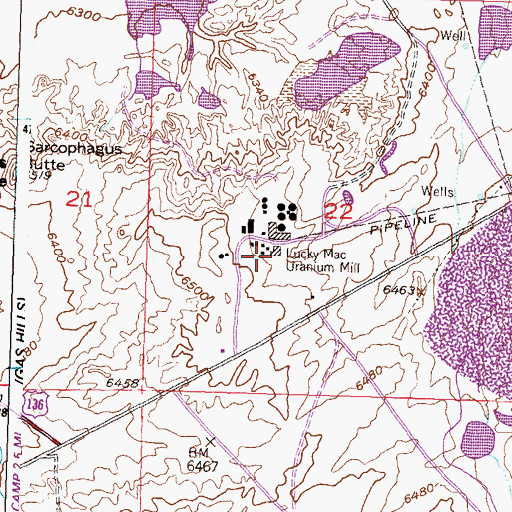 Topographic Map of Lucky Mac Uranium Mill, WY