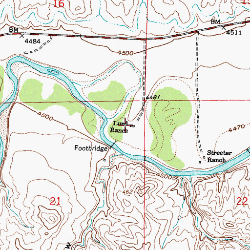 Topographic Map of Lund Ranch, WY