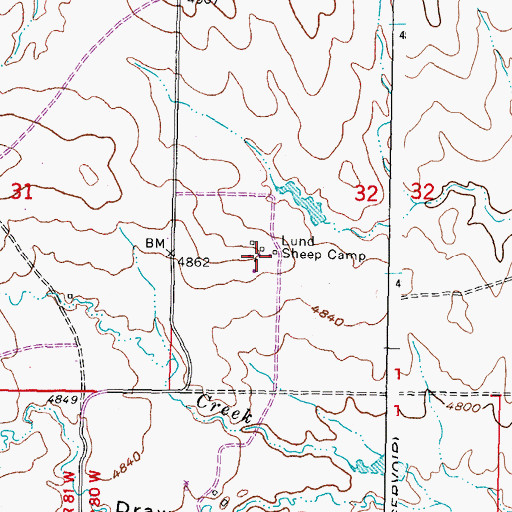 Topographic Map of Lund Sheep Camp, WY