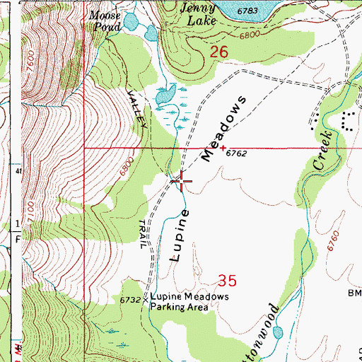 Topographic Map of Lupine Meadows, WY