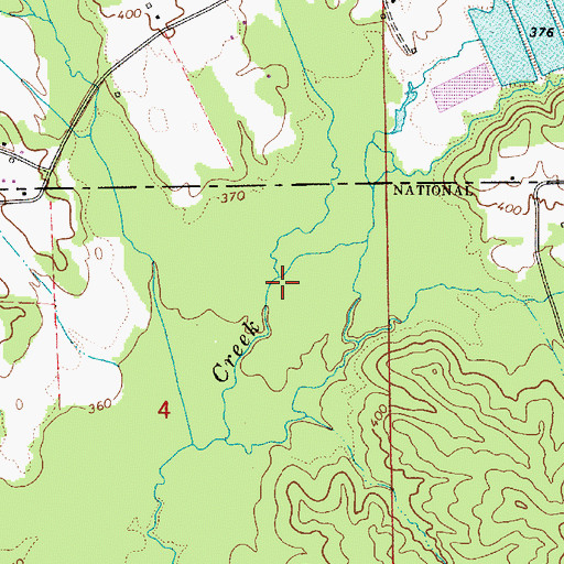 Topographic Map of Baret Creek, AL