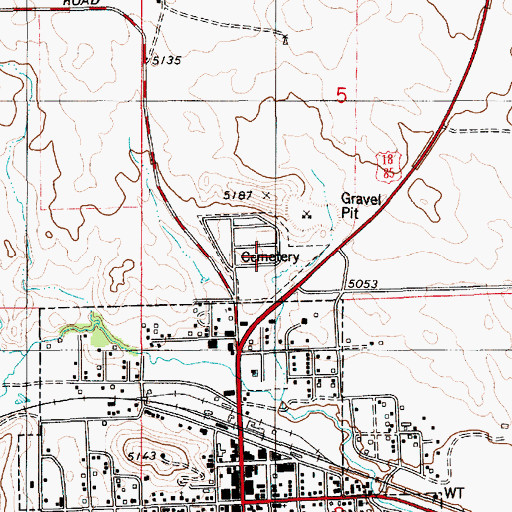 Topographic Map of Lusk Cemetery, WY