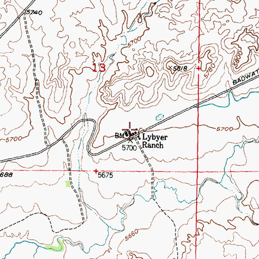 Topographic Map of Lybyer Ranch, WY