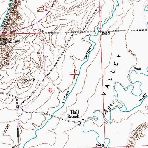 Topographic Map of Lyons Ditch, WY