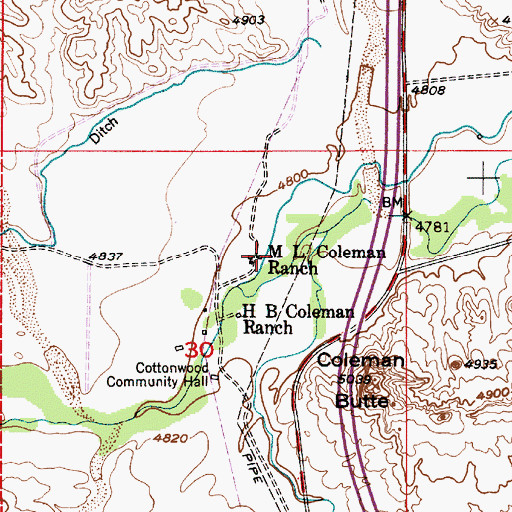 Topographic Map of M L Coleman Ranch, WY
