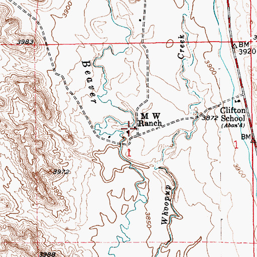 Topographic Map of M W Ranch, WY
