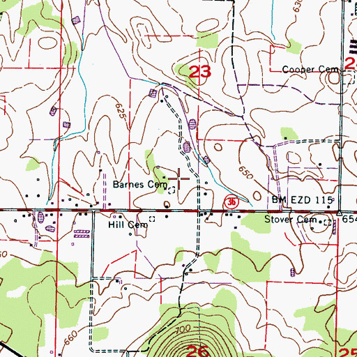 Topographic Map of Barnes Cemetery, AL