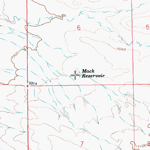 Topographic Map of Mack Reservoir, WY