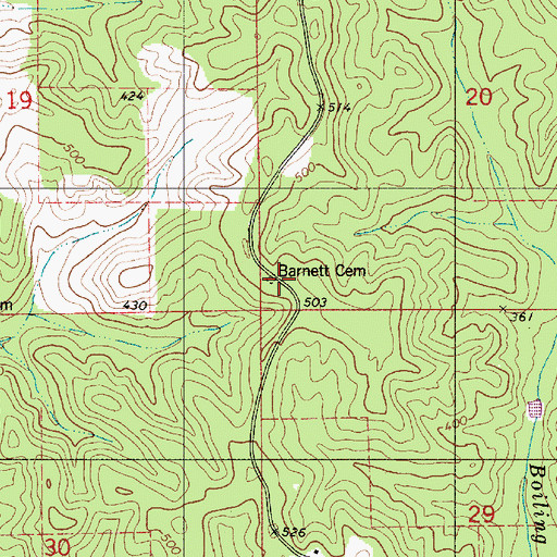 Topographic Map of Barnett Cemetery, AL