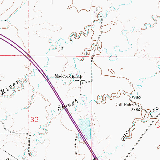 Topographic Map of Maddock Ranch, WY