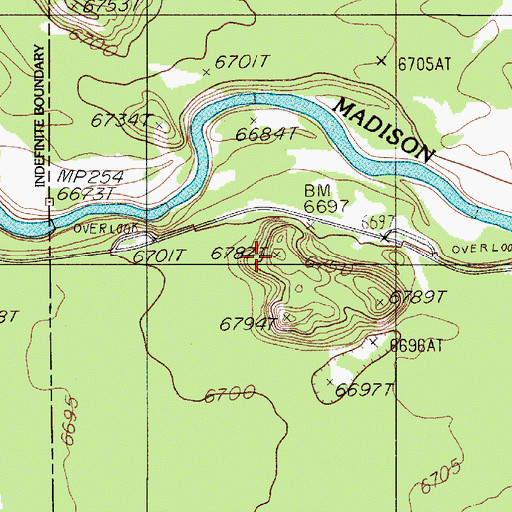 Topographic Map of Madison River Lookout, WY
