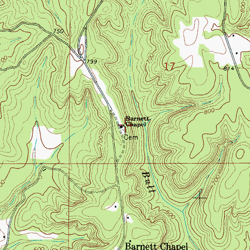 Topographic Map of Barnett Chapel, AL