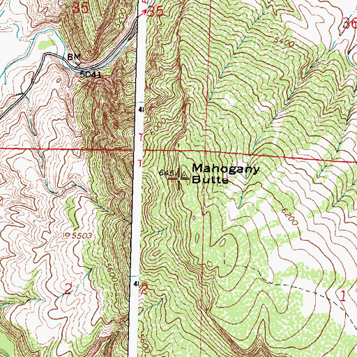 Topographic Map of Mahogany Butte, WY