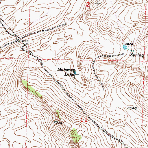 Topographic Map of Mahoney Lake, WY