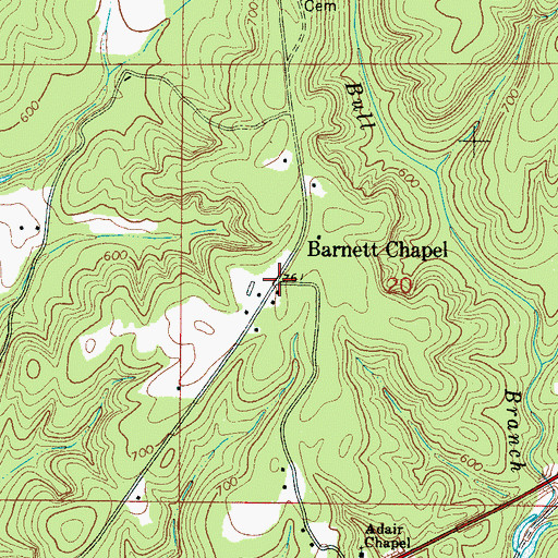 Topographic Map of Barnett Chapel, AL