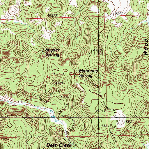 Topographic Map of Mahoney Spring, WY