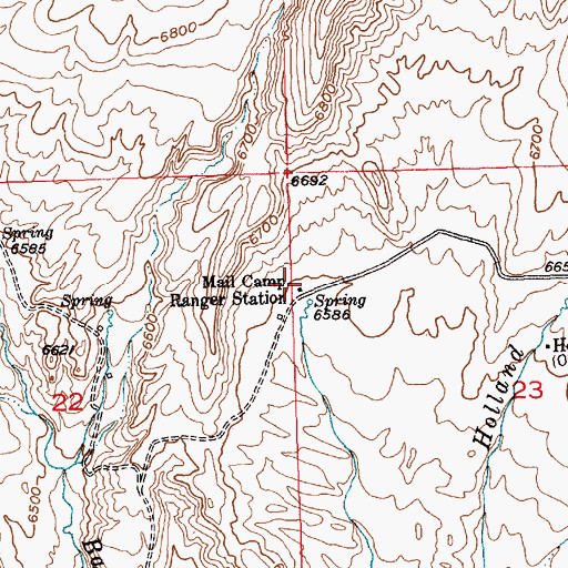 Topographic Map of Mail Camp Ranger Station, WY
