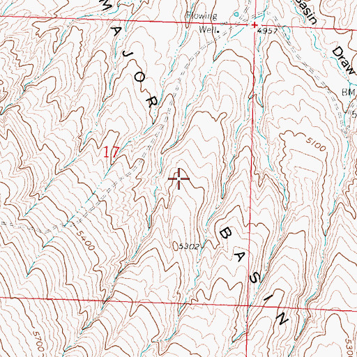 Topographic Map of Major Basin, WY