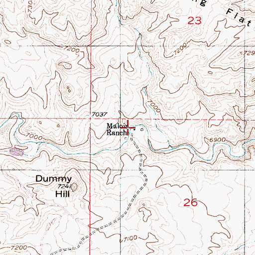 Topographic Map of Maloin Ranch, WY