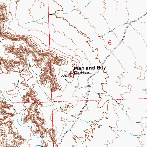 Topographic Map of Man and Boy Buttes, WY
