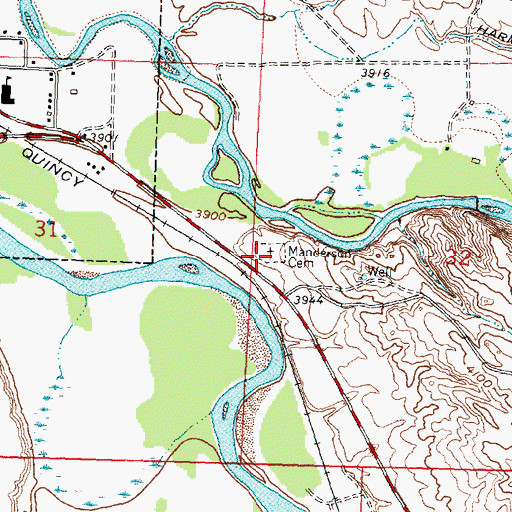 Topographic Map of Manderson Cemetery, WY