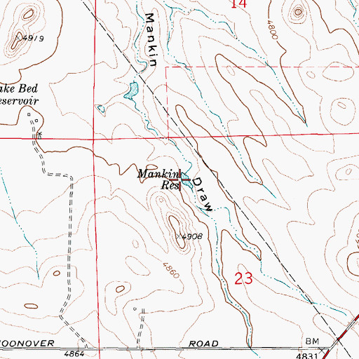 Topographic Map of Mankin Reservoir, WY