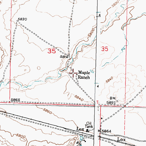 Topographic Map of Maple Ranch, WY
