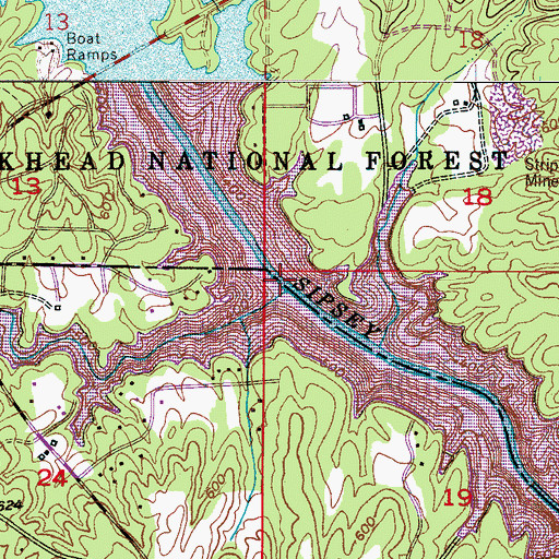 Topographic Map of Battle Branch, AL